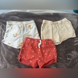 Set of Three Toddler Girl Shorts - Red, White, and Tan